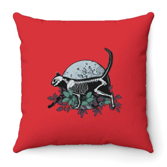 Cat And The Moon Throw Pillows