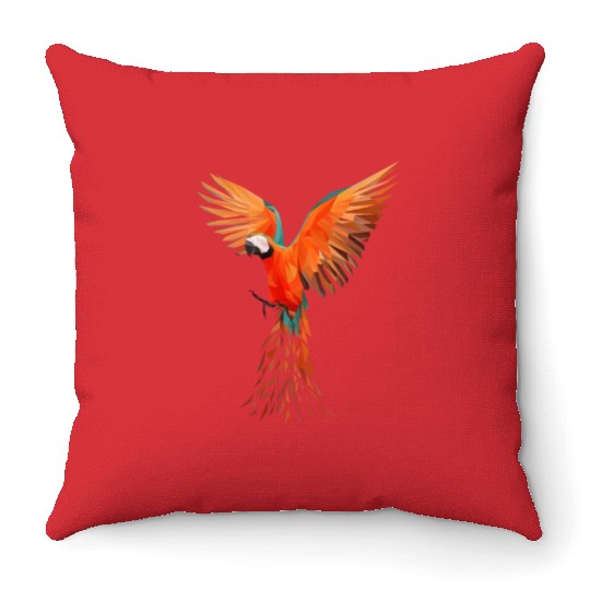 Colourful Macaw Parrots - Modern Bird Design Throw Pillows