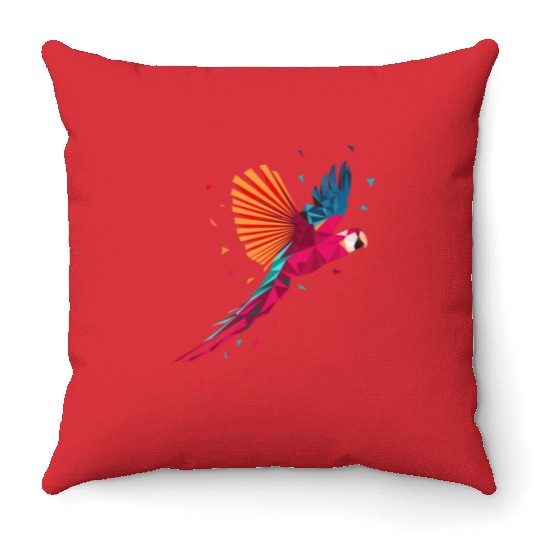 Macaw Parrot Geometric Bird Parakeet Ornitholog Gi Throw Pillows