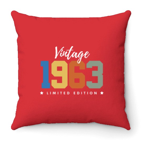 60 Years Vintage 1963 Retro 60th Birthday Throw Pillows