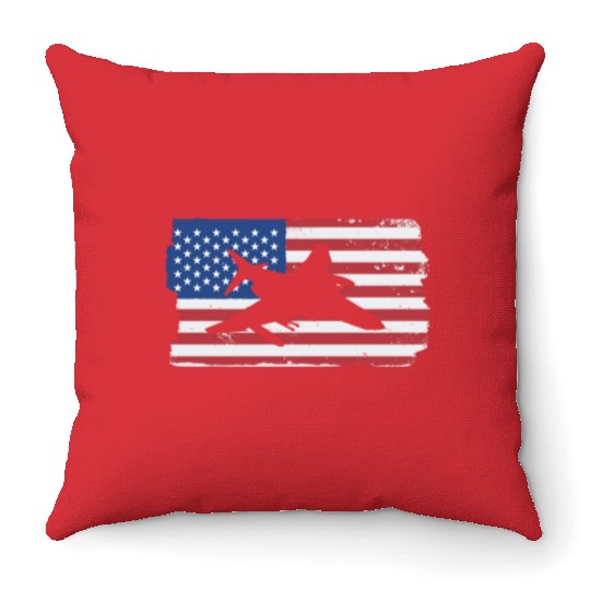 F-4 Phantom Fighter Jet American Flag F4 Phantom Throw Pillows