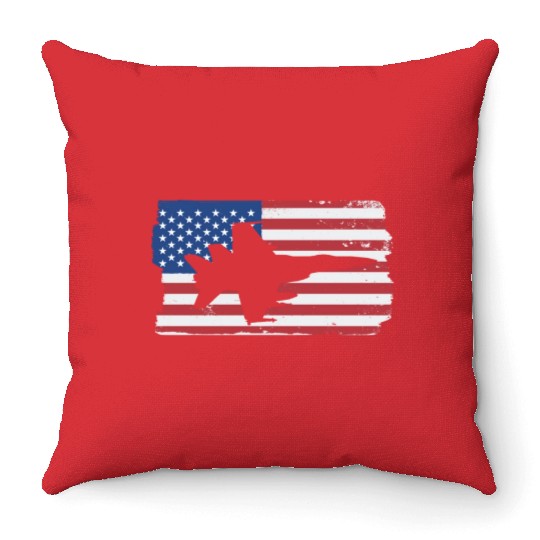 F-18 Hornet Fighter Jet American Flag F18 Hornet Throw Pillows