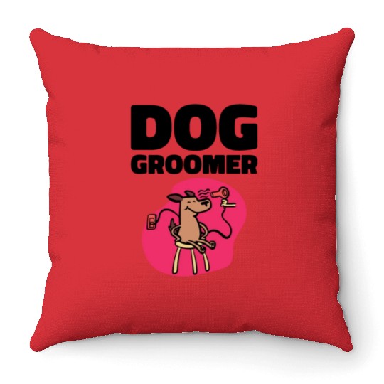 Dog Groomer Canine Grooming Hygiene Throw Pillows