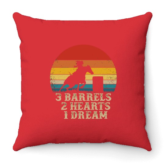 Barrel Racing Horse Riding 3 Barrels 2 Hearts 1 Dr Throw Pillows