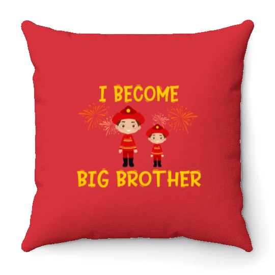 Big brother fire truck fireman Throw Pillows