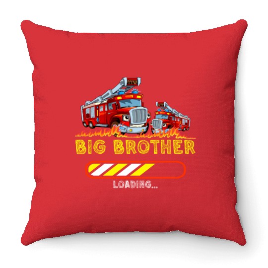 Big brother fire truck fireman Throw Pillows