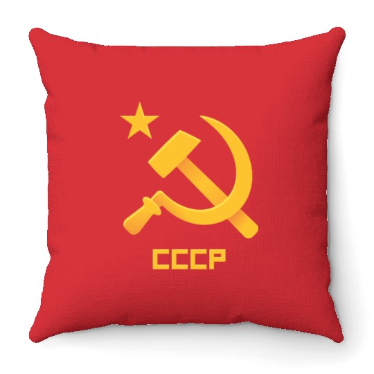 USSR Soviet Union Russia Hammer Sickel USSR Flag C Throw Pillows