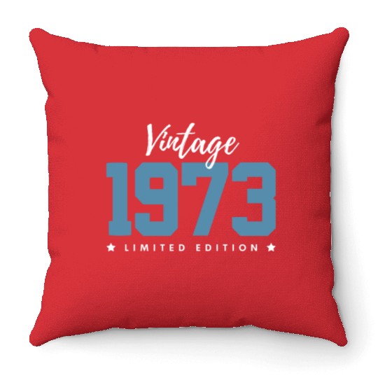 50 Years Vintage 1973 Retro 50th Birthday Throw Pillows