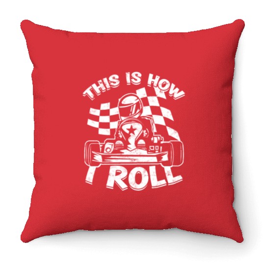 Go Kart Racer Pit Crew Car Racing Karting Throw Pillows