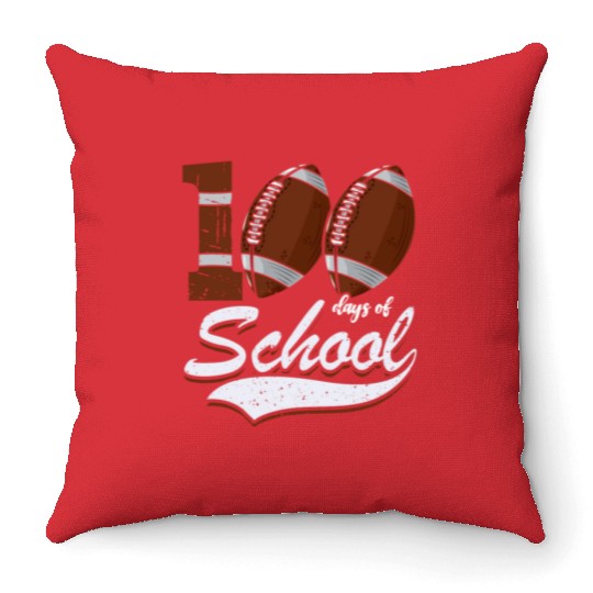 100 Days Of School Sports Game Rugby Player Throw Pillows