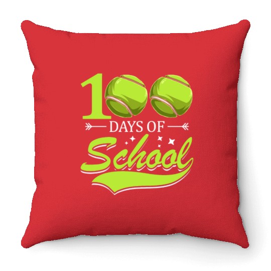 100 Days Of School Tennis Sports Game Athletic Throw Pillows