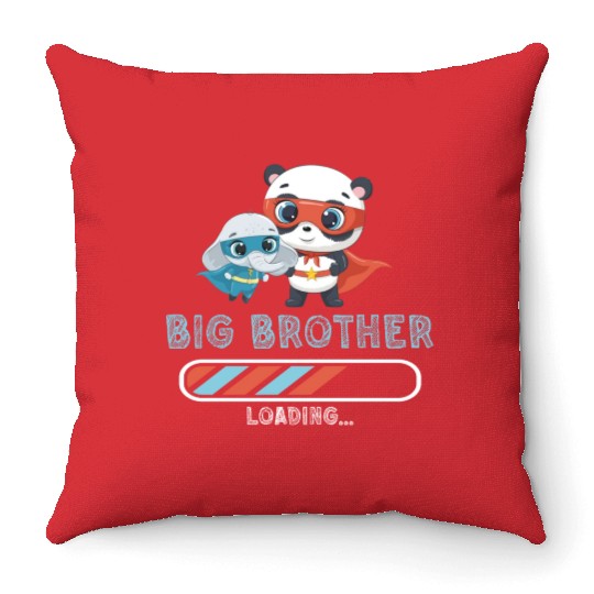 Big brother super hero panda elephant Throw Pillows
