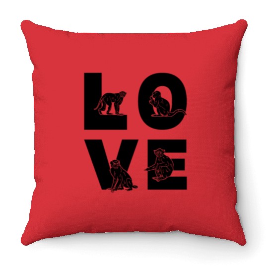 Monkey LOVE Orangutan Monkeys - Cute Monkeys Throw Pillows