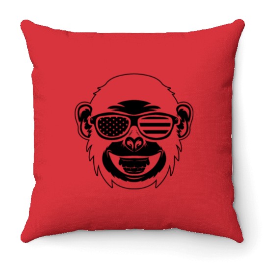 Monkey Head Monkey Throw Pillows