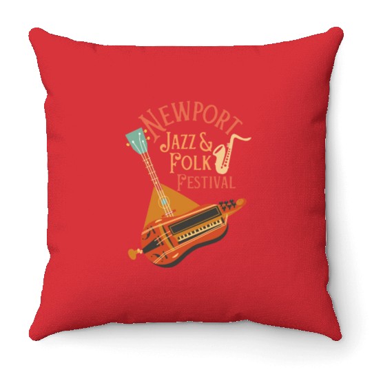 Jazz & Folk Music Festival Throw Pillows