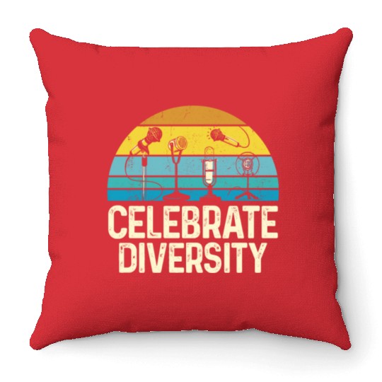 Karaoke Singer Microphone Vocalist Throw Pillows