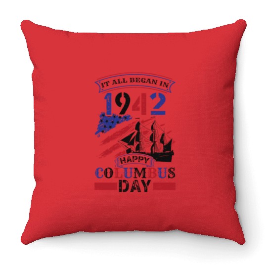 Columbus Day 1942 American Italian Christopher Throw Pillows