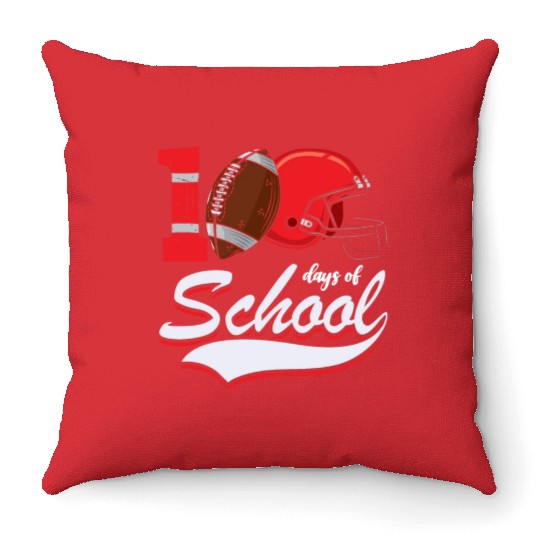100 Days Of School Rugby Football Sports Athletic Throw Pillows