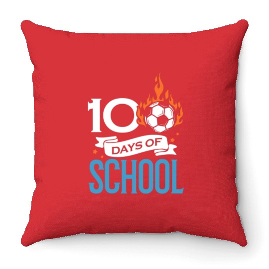 100 Days Of School Soccer Football Athletic Throw Pillows