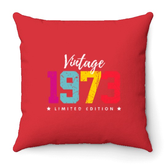 50 Years Vintage 1973 Retro 50th Birthday Throw Pillows