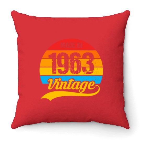 60 Years Vintage 1963 Retro 60th Birthday Throw Pillows
