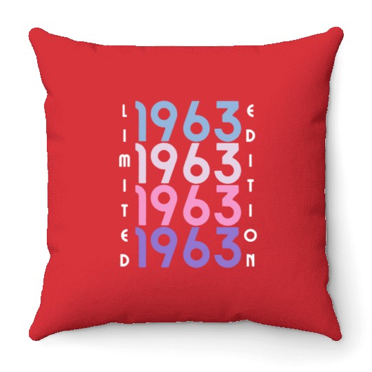 60 Years Vintage 1963 Retro 60th Birthday Throw Pillows