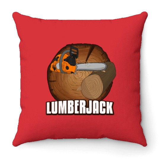 chainsaw Lumberjack Throw Pillows