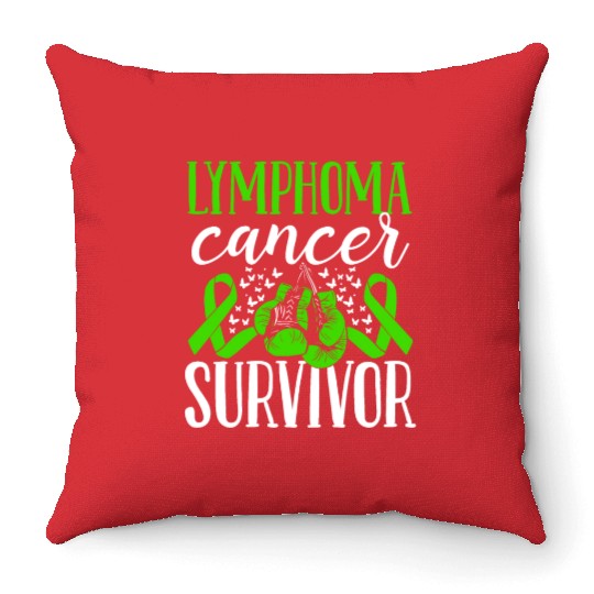 Lymphoma Cancer Awareness Ribbon Gloves Survivor Throw Pillows