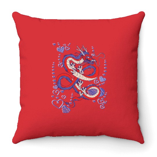 Cooler Japanese dragon Throw Pillows
