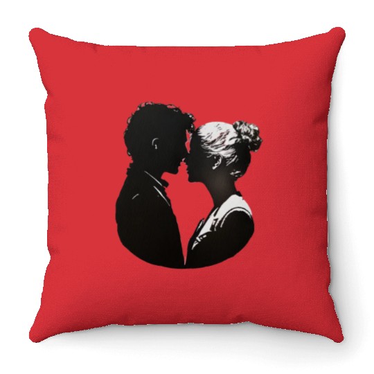 Sweet Couple's Loving Embrace, Valentine's Gift, Throw Pillows