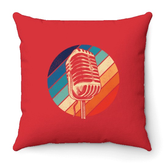 Karaoke Singer Microphone Vocalist Throw Pillows