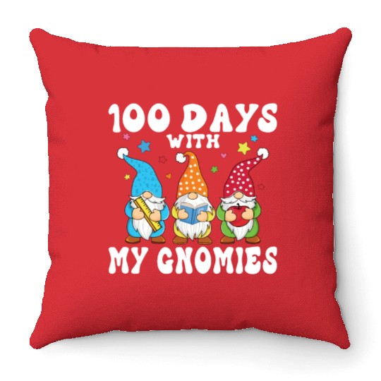 100 Days With My Gnomies School Gift For Teacher Throw Pillows