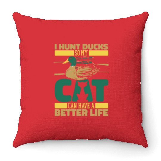 Duck Hunting Cat Throw Pillows