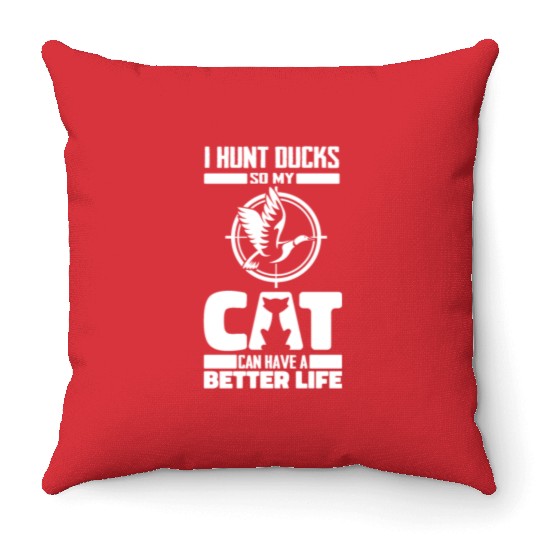Duck Hunting Cat Throw Pillows
