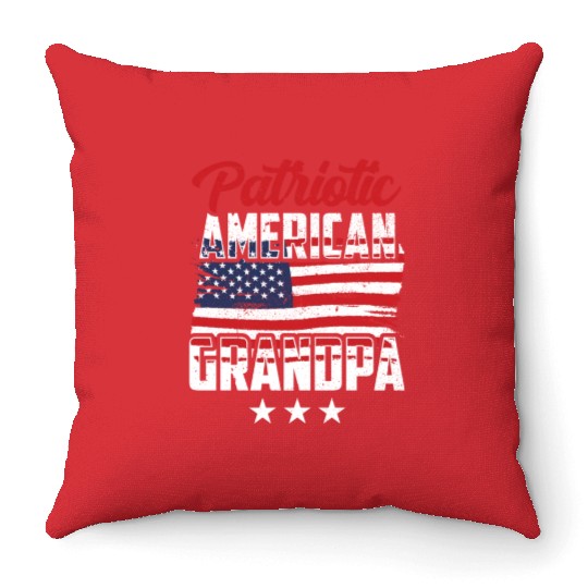 Patriotic American Grandpa USA Patriot US Throw Pillows
