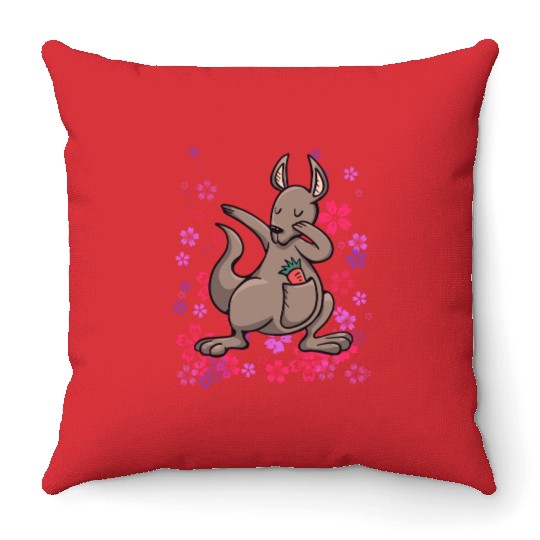 Kangaroo Australia bonded animal girls Throw Pillows