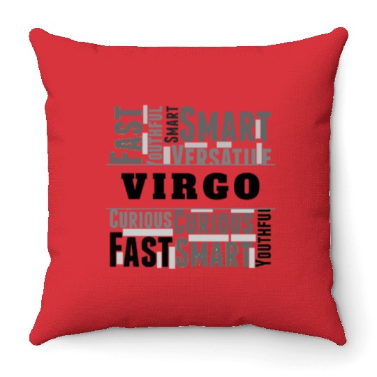 Virgo Zodiac Star Sign Word Cloud Square Monochrom Throw Pillows