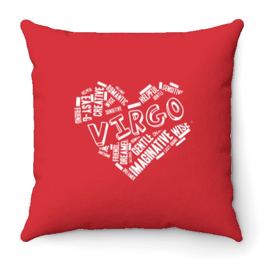 Virgo Heart Word Cloud Doodle Astrology Zodiac Sta Throw Pillows