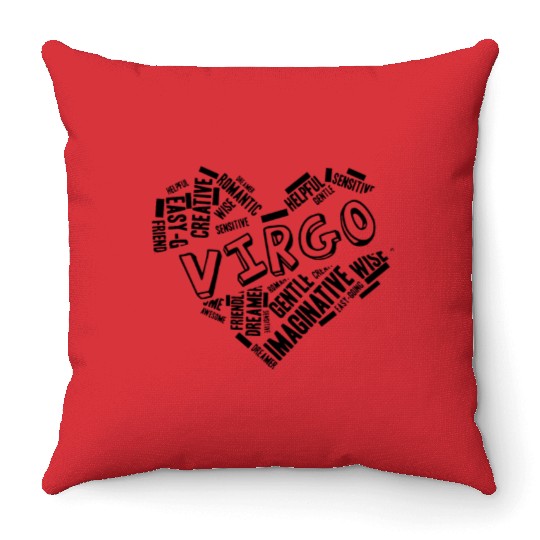 Virgo Heart Word Cloud Doodle Astrology Zodiac Sta Throw Pillows