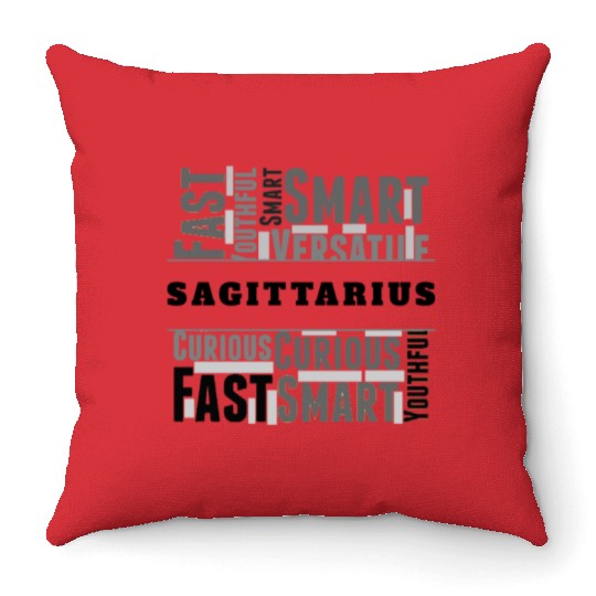 Sagittarius Zodiac Star Sign Word Cloud Square Mon Throw Pillows
