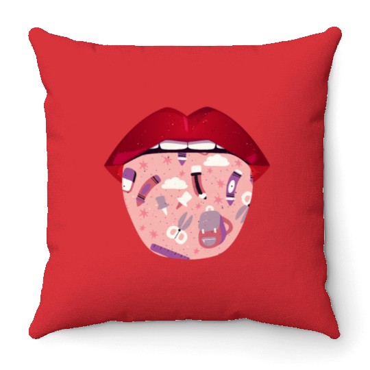 Daycare Teacher Lips Throw Pillows
