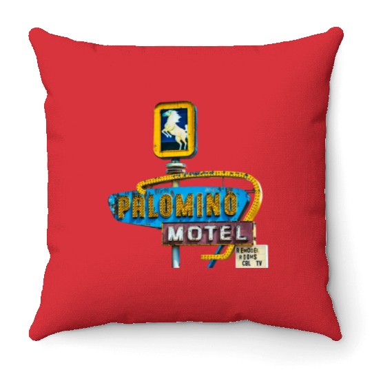 Route 66 Neon Palomino Motel Tucumcari, New Mexico Throw Pillows