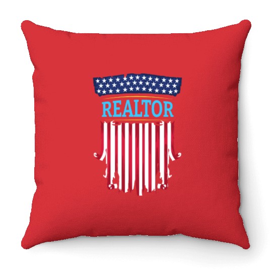 Proud American Patriotic USA Flag Realtor Real Est Throw Pillows