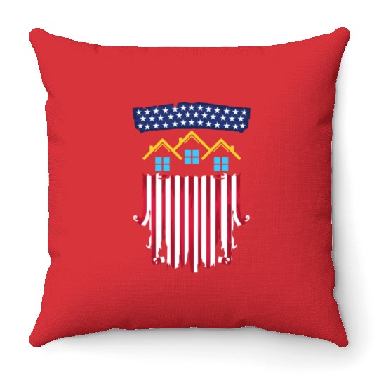 Proud American Patriotic USA Flag Realtor Real Est Throw Pillows