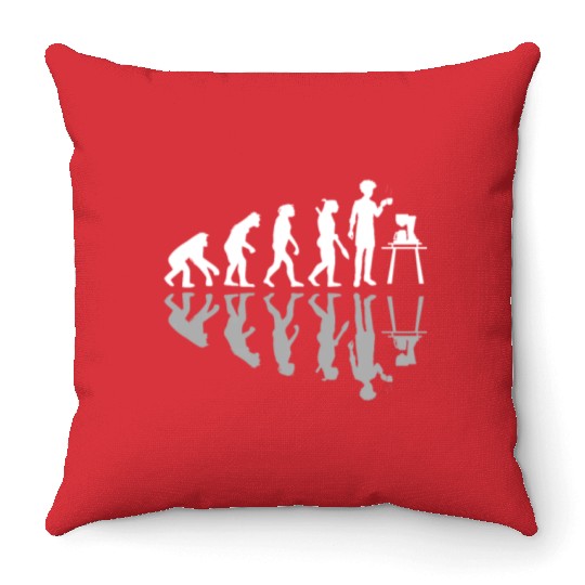 Human Evolution Home Brewing Coffeemaker Barista Throw Pillows
