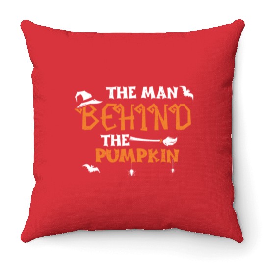 The Man Behind The Pumpkin Throw Pillows