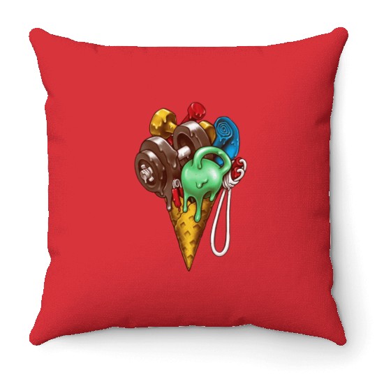 Gym Ice Cream Workout Throw Pillows