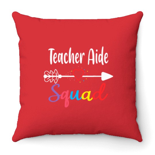 Teacher Aide Squad Funny Back To School Teacher su Throw Pillows