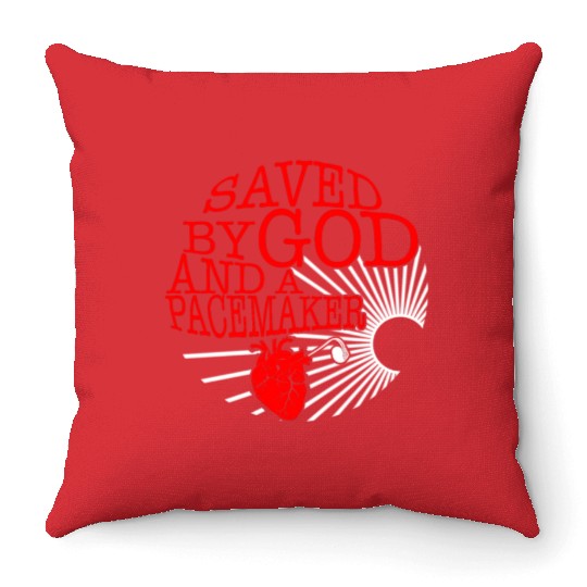 Saved By God And A Pacemaker Throw Pillows, CHD Awareness