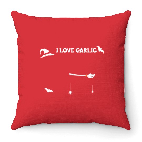 I Love Garlic - Halloween Throw Pillows